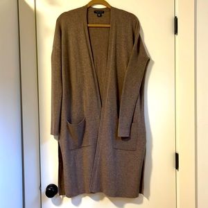 Cashmere long open front cardigan